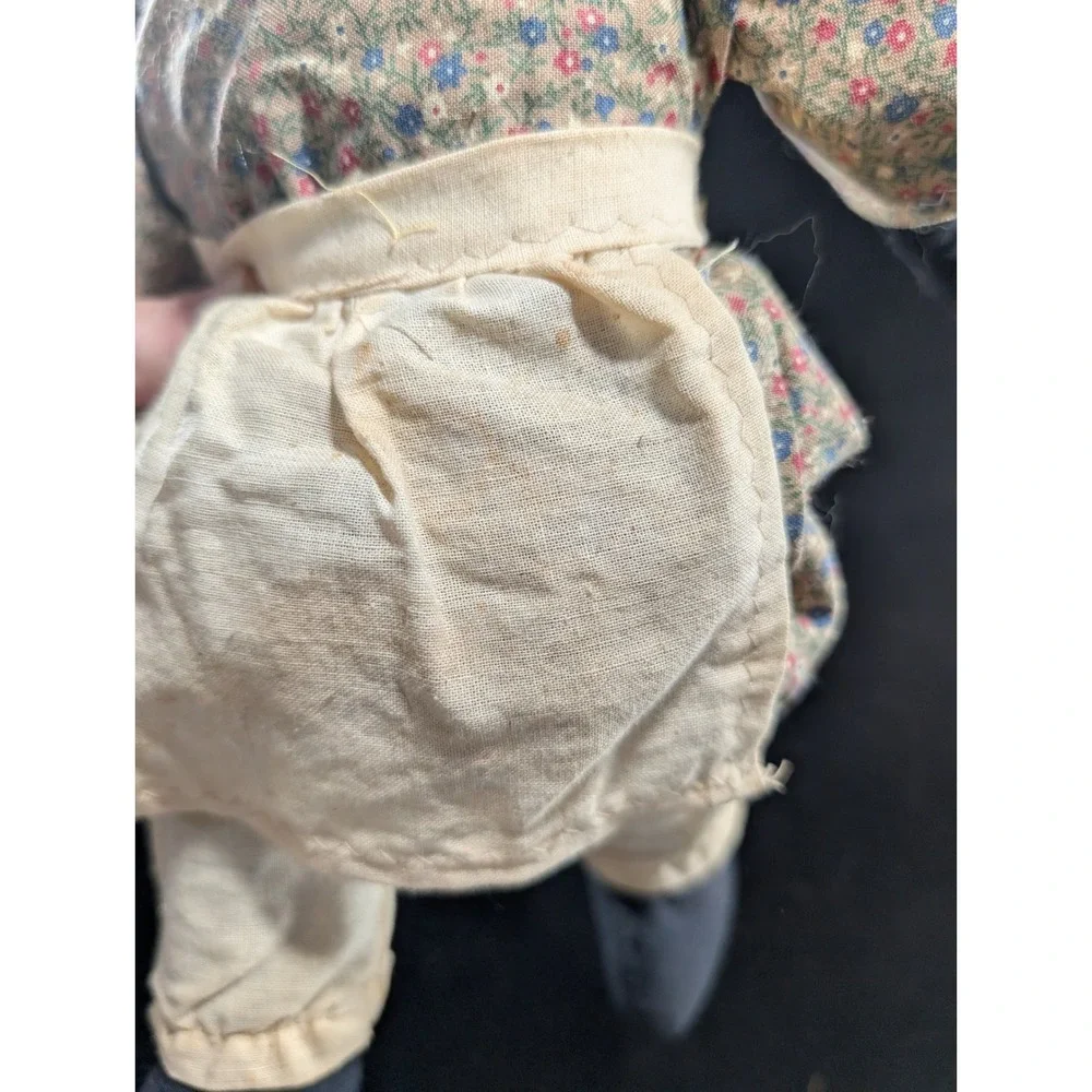 Antique Primitive Cloth Rag Doll‎ Woodrow Wilson Campaign Pin Floral Dress 12in